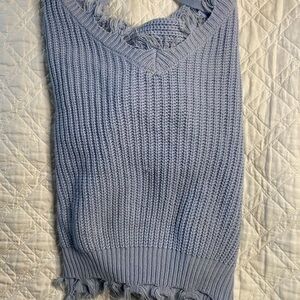 Knit Blue Off-the-Shoulder Sweater